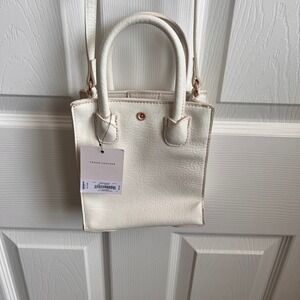 New Lauren Conrad Mini Tote Bag Vegan Leather Crossbody‎ Purse White